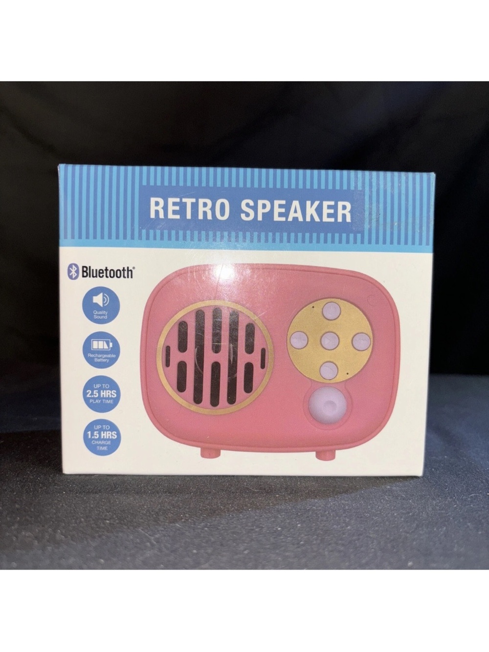 Retro Bluetooth Speaker Portable Wireless Speakers w/ Charging Cable, Pink